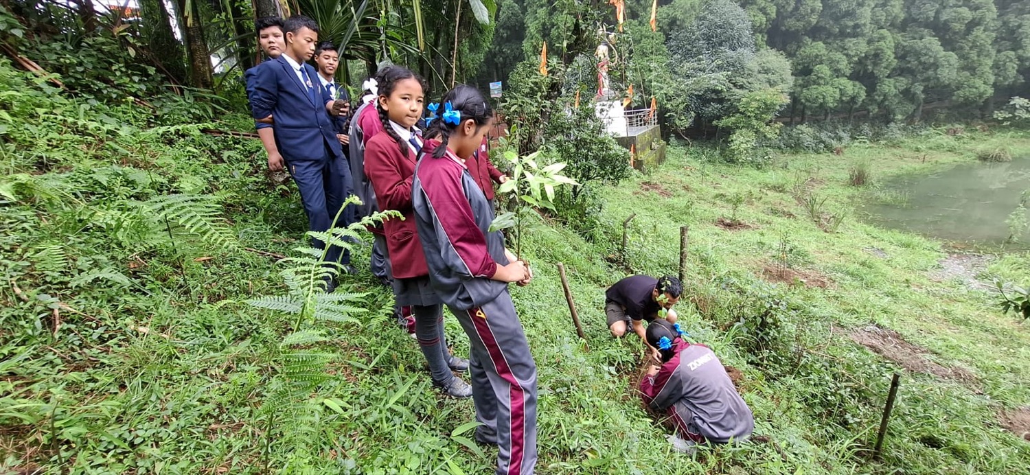 Plantation and cleanup at Namthing Pokhri